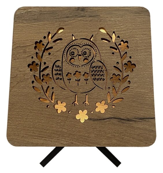 "Sovička" lampa 19x19cm provedení povrchu: dub