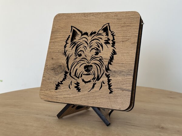 "West Highland teriér" lampa 19x19cm provedení povrchu: dub