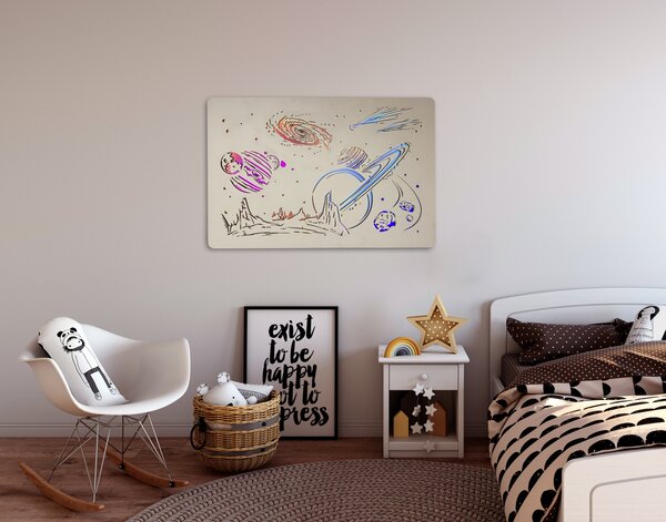 "Vesmír" světelný obraz RGB 230V 90x60cm provedení povrchu: dub světlý