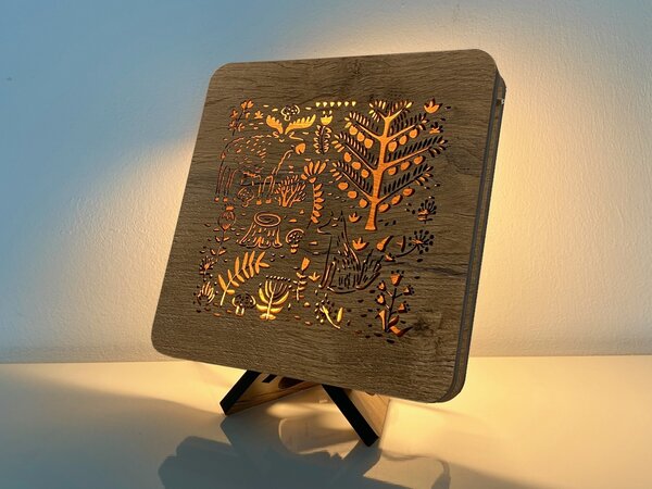 "Les s liškou" lampa 19x19cm provedení povrchu: dub