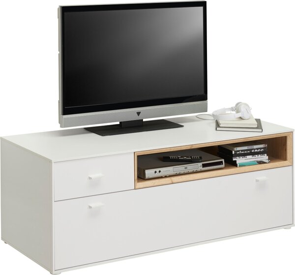 KOMODA POD TELEVIZI, bílá, barvy dubu, 130/48/50 cm Hom`in - Dětské pokoje sestavy