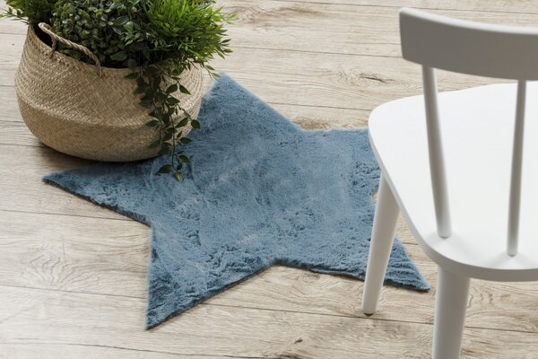 Makro Abra Moderní kusový koberec SHAPE 3148 Hvězda protiskluzový vhodný k praní shaggy modrý Rozměr: 80x80 cm