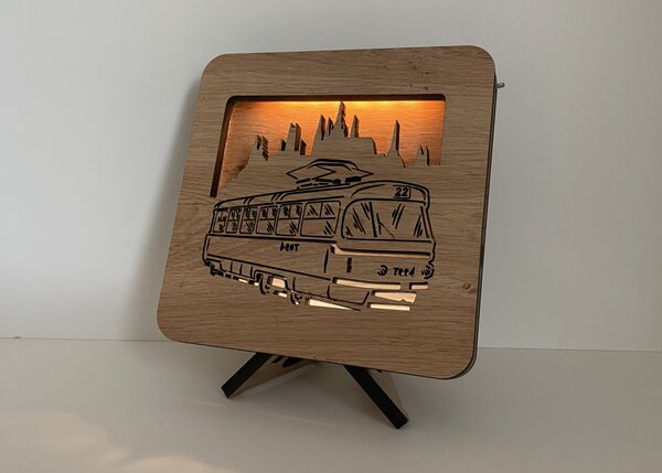 "Tramvaj" lampa 19x19cm provedení povrchu: dub