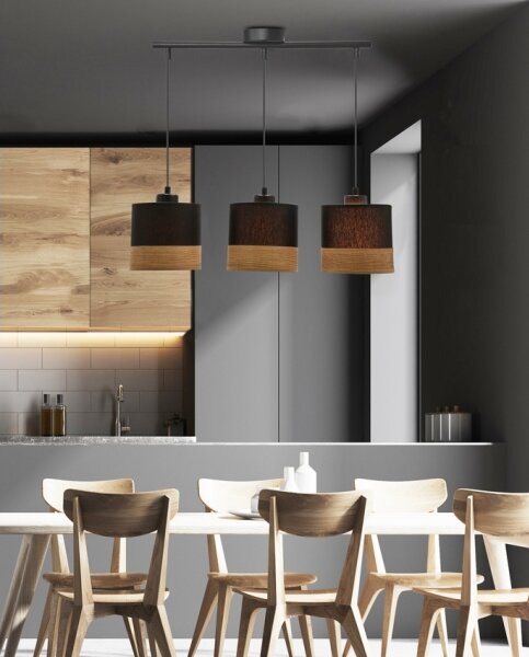 Lustr na lanku PORTO 3xE27/60W/230V černá/hnědá
