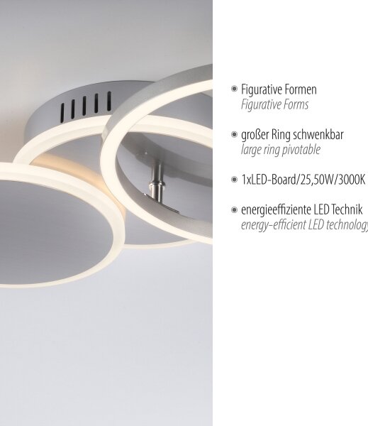 Leuchten Direkt 14116-55 - LED Stropní svítidlo LED/25,5W/230V matný chrom