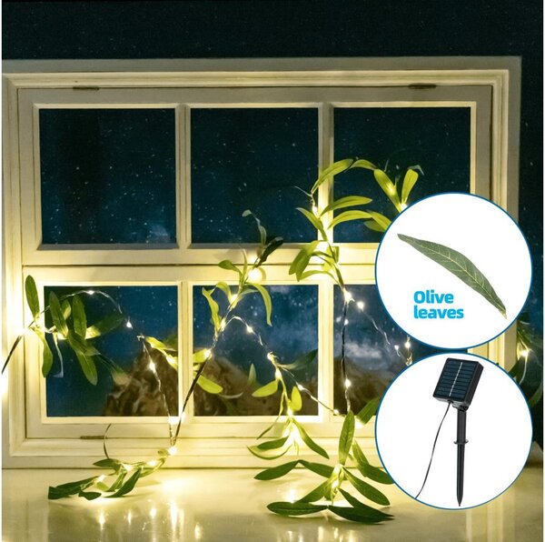 Aigostar - LED Solární řetěz 60xLED/4m IP65 teplá bílá olive