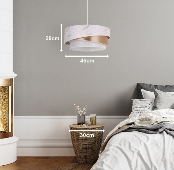 Duolla - Lustr na lanku KOBO 1xE27/15W/230V pr. 45 cm bílá/rosegold