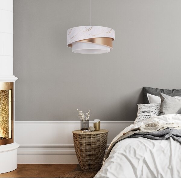 Duolla - Lustr na lanku KOBO 1xE27/15W/230V pr. 45 cm bílá/rosegold