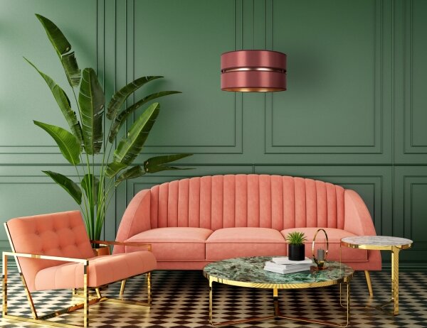 Duolla - Lustr na lanku DUO 1xE27/15W/230V pr. 40 cm vínová/zlatá