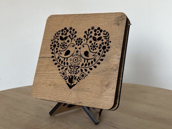 "Srdce malované" lampa 19x19cm provedení povrchu: dub