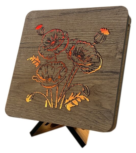 "Vlčí máky" lampa 19x19cm provedení povrchu: dub