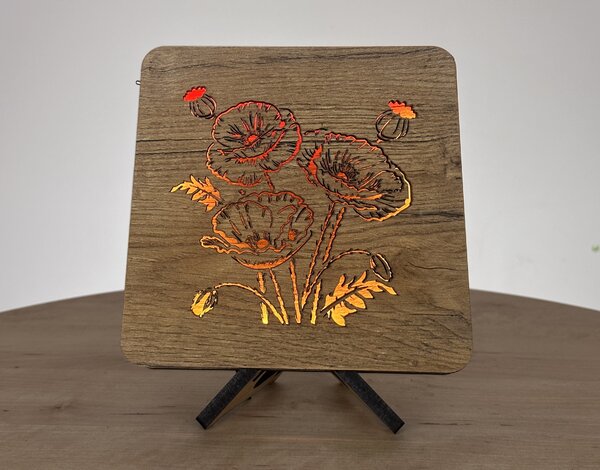 "Vlčí máky" lampa 19x19cm provedení povrchu: dub