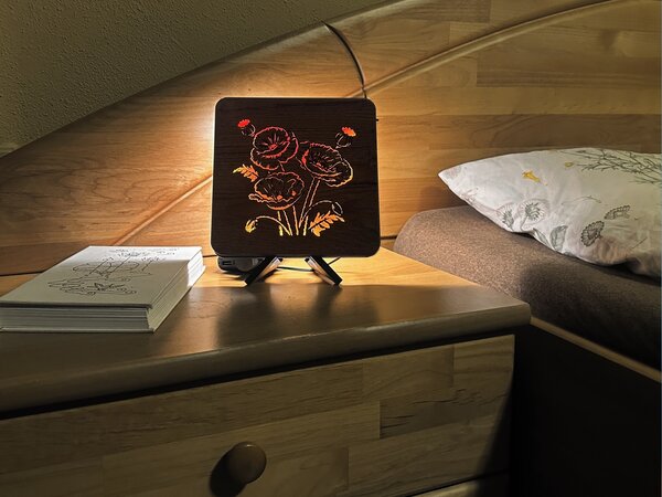 "Vlčí máky" lampa 19x19cm provedení povrchu: dub
