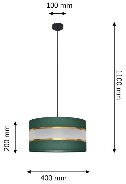 Lustr na lanku HELEN 1xE27/15W/230V pr. 40 cm zelená/zlatá