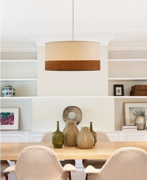 Lustr na lanku BIANCO 1xE27/40W/230V bílá/hnědá