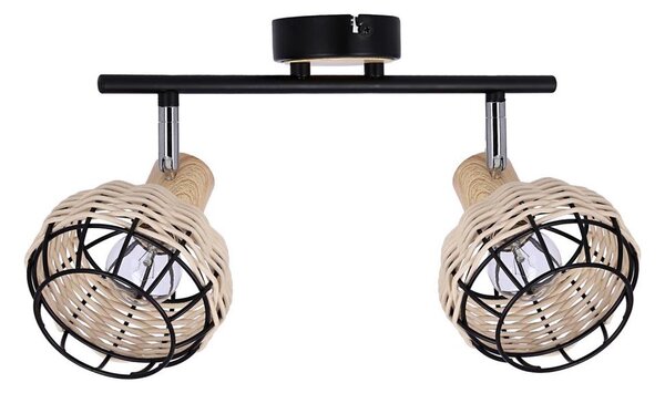 Bodové svítidlo TAJGA 2xE14/40W/230V ratan/černá