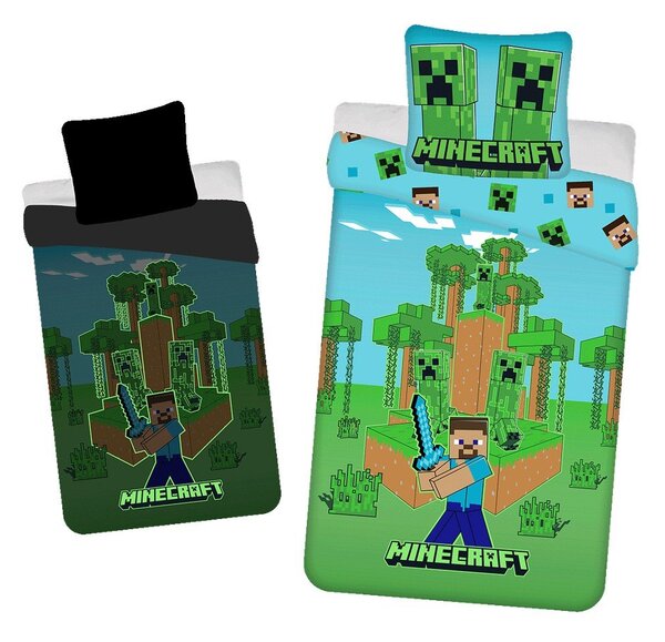 Bavlněné dětské povlečení se svítícím efektem na jednolůžko 140x200 cm Minecraft "Jungle Fight" – Jerry Fabrics