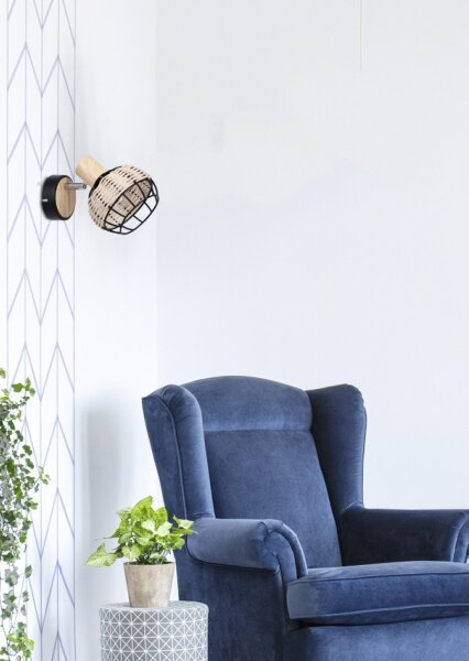Nástěnné bodové svítidlo TAJGA 1xE14/40W/230V ratan/černá