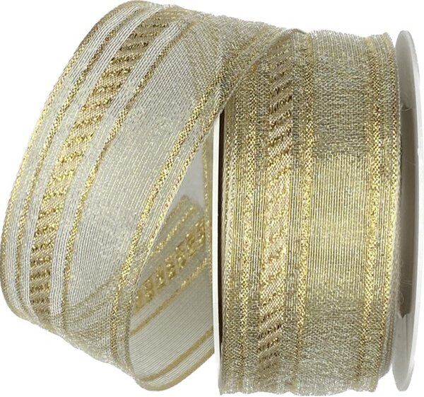 Stuha vánoční OUTDOOR ORGANDY WATERPROOF GOLD 40mm x 10m ( 9,90 Kč/m)