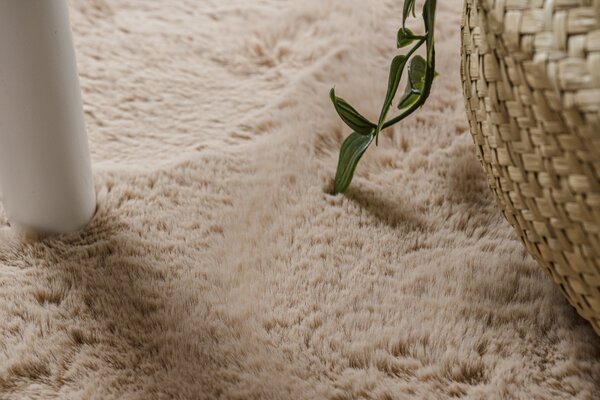 Makro Abra Kusový koberec SHAPE 3146 Medvídek protiskluzový vhodný k praní shaggy camel béžový Rozměr: 80x96 cm