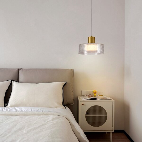 LED Lustr na lanku NIMBUS LED/8W/230V 3000K zlatá/čirá pr. 20 cm