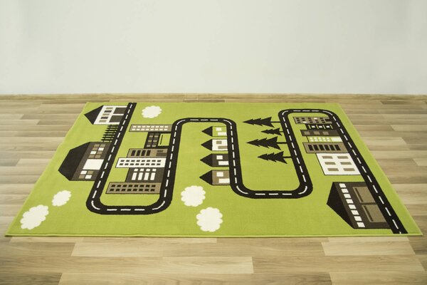 Balta Dětský kusový koberec Kids 534451/67955 Uličky domy les zelený Rozměr: 120x170 cm