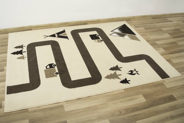 Balta Dětský kusový koberec Kids 534456/97955 Cesta les auta stromy béžový hnědý Rozměr: 160x225 cm