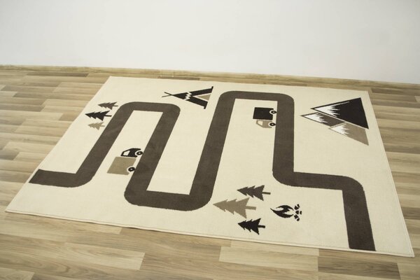 Balta Dětský kusový koberec Kids 534456/97955 Cesta les auta stromy béžový hnědý Rozměr: 160x225 cm