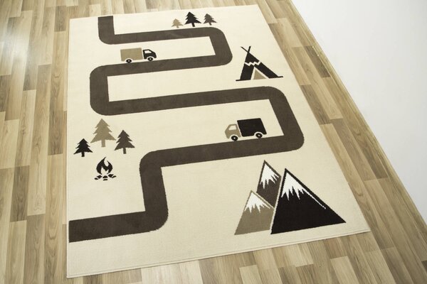 Balta Dětský kusový koberec Kids 534456/97955 Cesta les auta stromy béžový hnědý Rozměr: 160x225 cm
