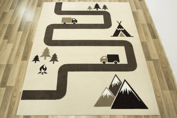 Balta Dětský kusový koberec Kids 534456/97955 Cesta les auta stromy béžový hnědý Rozměr: 160x225 cm