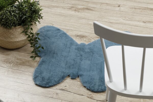 Makro Abra Kusový koberec SHAPE 3150 Motýl protiskluzový vhodný k praní shaggy modrý Rozměr: 80x80 cm