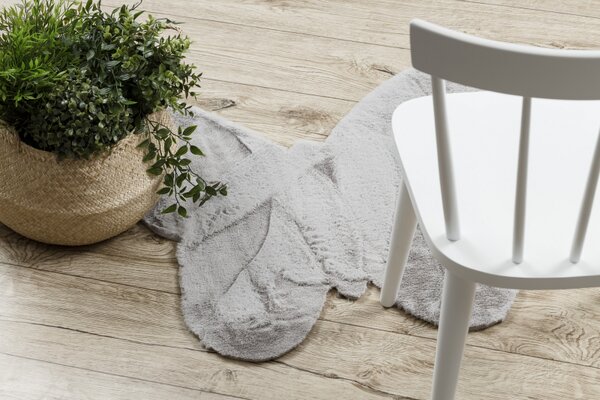 Makro Abra Kusový koberec SHAPE 3150 Motýl protiskluzový vhodný k praní shaggy šedý Rozměr: 80x80 cm