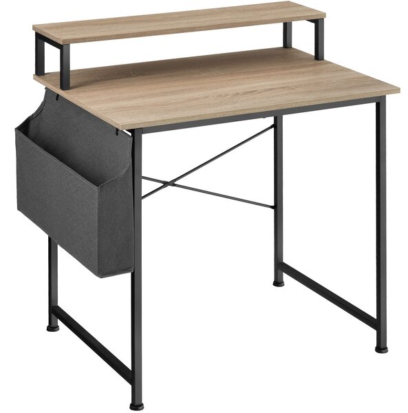 Tectake Psací stůl s policí a látkovým úložným boxem - Industrial světlé dřevo, dub Sonoma,80 cm