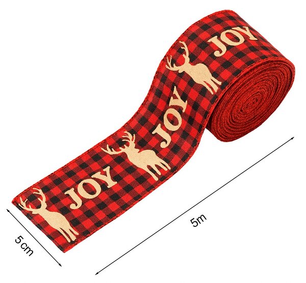 Vánoční stuha JOY 5 cm x 5 m, červená