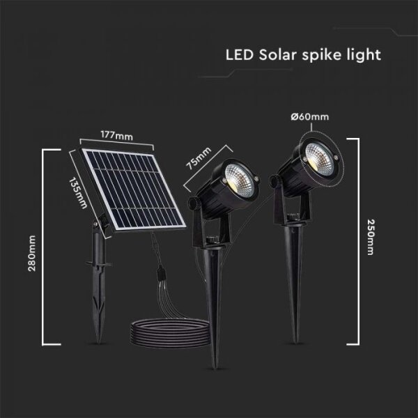 SADA 2x LED Venkovní solární lampa 2xLED/1,2W/3,7V IP65 3000K 4000 mAh