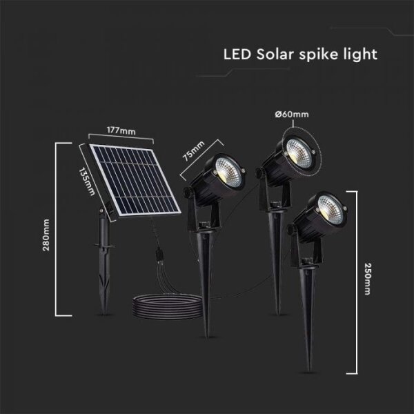 SADA 3x LED Venkovní solární lampa 3xLED/1,2W/3,7V IP65 3000K 4000 mAh