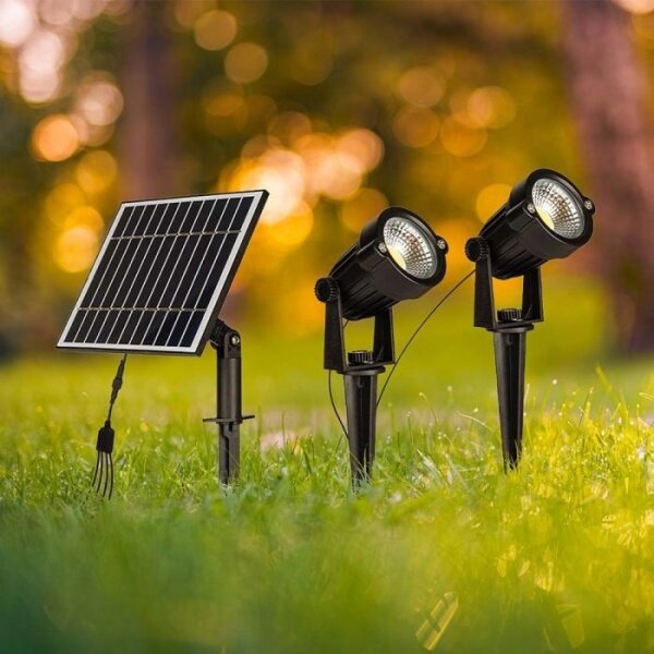 SADA 2x LED Venkovní solární lampa 2xLED/1,2W/3,7V IP65 3000K 4000 mAh