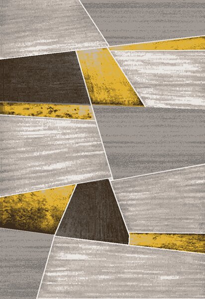 Makro Abra Moderní kusový koberec ELEFANTA 71736/37224 Geometrický šedý žlutý Rozměr: 80x150 cm