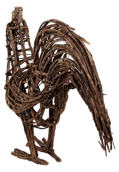 Hnědá proutěná dekorace kohout - 34*15*39 cm - Clayre & Eef