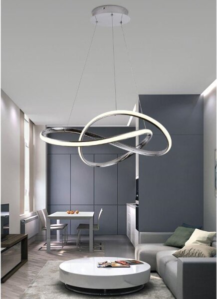 LED Stmívatelný lustr na lanku LED/70W/230V 3000-6500K chrom + dálkové ovládání