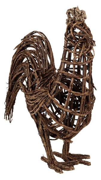 Hnědá proutěná dekorace kohout - 34*15*39 cm - Clayre & Eef