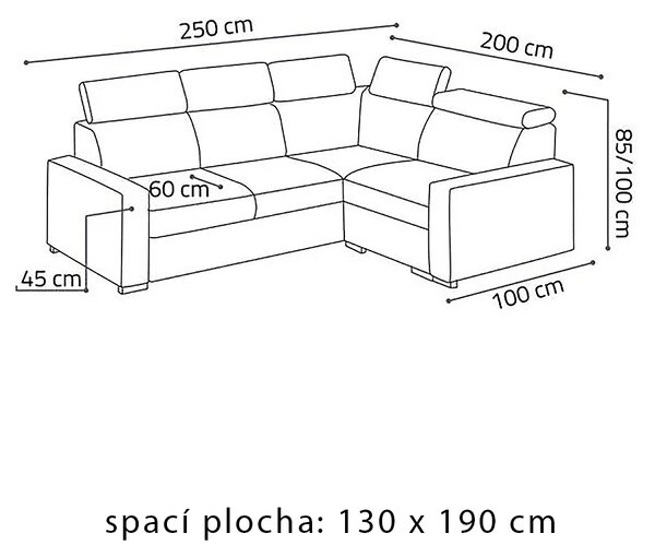 Sedací souprava PEDRO L | 250x200 | rozkládací + úložný prostor | VÝBĚR TKANIN