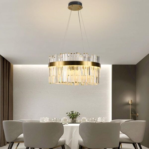 LED Stmívatelný lustr na lanku LED/70W/230V 3000-6500K zlatá + dálkové ovládání