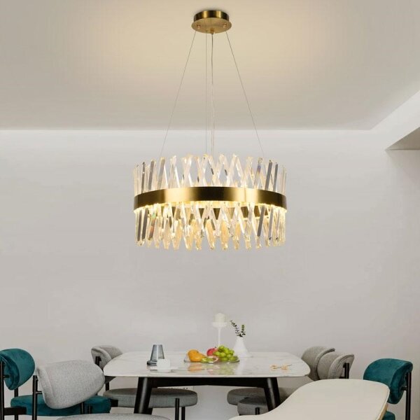 LED Stmívatelný lustr na lanku LED/80W/230V 3000-6500K zlatá + dálkové ovládání