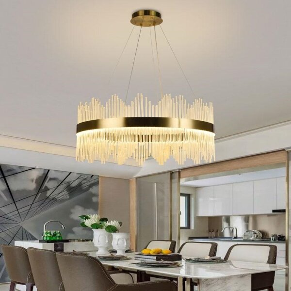 LED Stmívatelný lustr na lanku LED/110W/230V 3000-6500K zlatá + dálkové ovládání