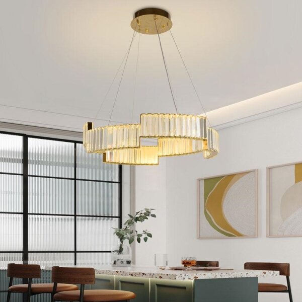 LED Stmívatelný lustr na lanku LED/40W/230V 3000-6500K zlatá + dálkové ovládání