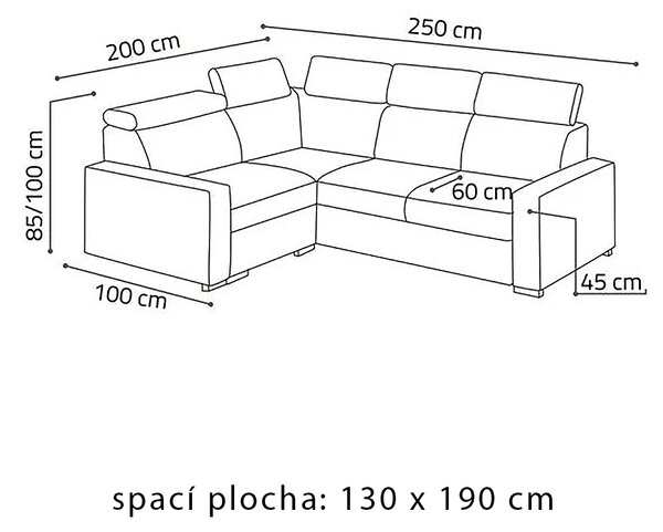 Sedací souprava PEDRO L | 200x250 | rozkládací + úložný prostor | VÝBĚR TKANIN