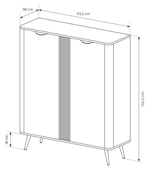 Vysoká komoda Edrin 113 cm - dub dunin / černá