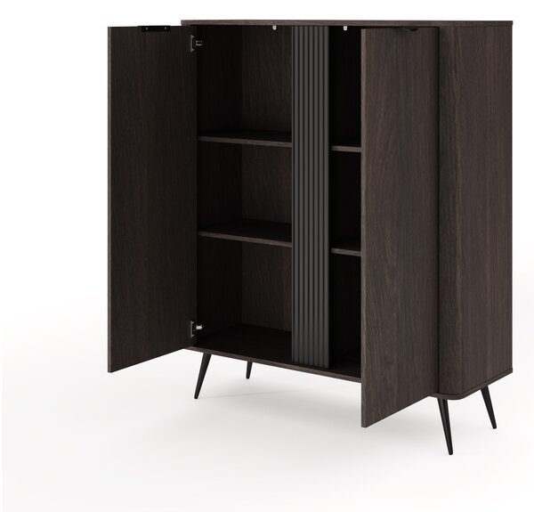 Vysoká komoda Edrin 113 cm - dub dunin / černá