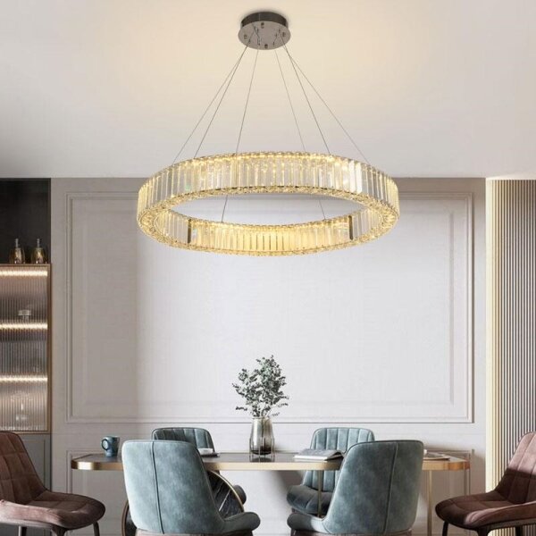 LED Stmívatelný lustr na lanku LED/50W/230V 3000-6500K chrom + dálkové ovládání